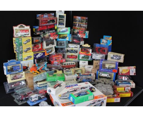 BOXED CARS - A selection in 3 boxes of 1980's boxed cars, various makers Corgi, Maisto, del Prado, EFE,Oxford, Days Gone, Tes