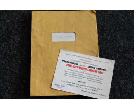 JAMES BOND - an original final shooting script and invite to the "Press Show" of Roger Moore's "The Spy Who Loved Me".  The s