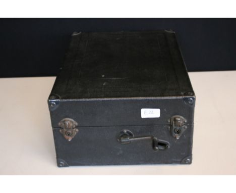 RECORD PLAYER - a Columbia no. 202 portable record player. Dark Blue turntable.