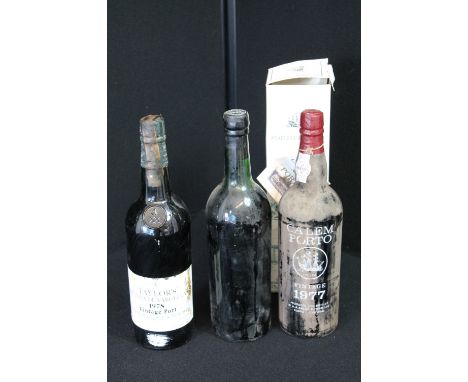 PORT - 3 bottles of port to include a bottle of Taylors Vintage 1963 (no label), a bottle of Taylors Quinta De Vargella 1978 