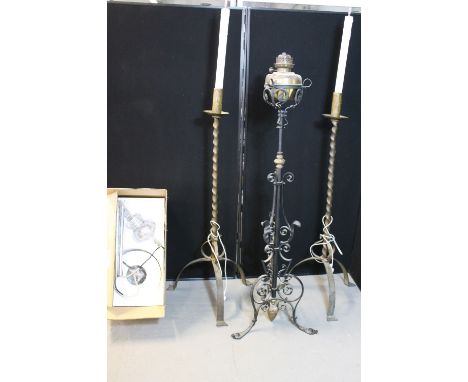 FLOOR STANDING LAMPS - a collection of x4 floor standing lamps to include a pair of tall spiral stems with electric candles, 
