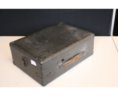 RECORD PLAYER - a  His Master's Voice 102 portable record player with portable record tray circa 1941/51.