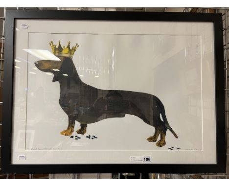 SAUSAGE DOG LITHOGRAPH BY CHARLOTEE GERRARD 60CMS  X 40CMS