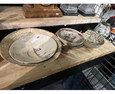 SEVEN ISLAMIC CERAMIC ITEMS A/F (CONDITION REPORT RECCOMENDED)