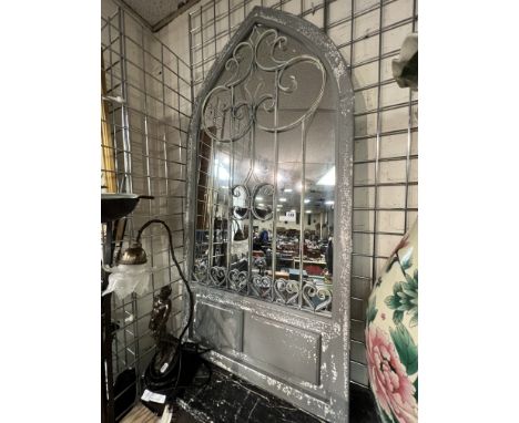 PAIR OF GREY GARDEN MIRRORS 140CMS (H)