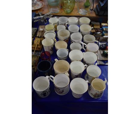 A quantity of mainly commemorative ceramics including Paragon examples and a further ruby glass example to commemorate Edward