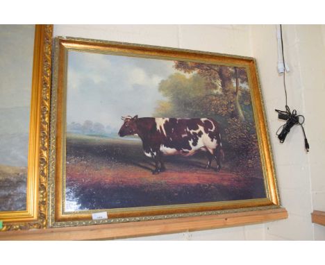 Oil on board of naive school, model of a bull