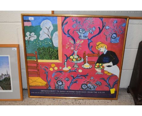 Print impressionist early modern paintings from the USSR, works from the Hermitage Museum in wooden gilt frame