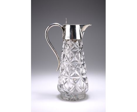 A GEORGE V SILVER-MOUNTED CLARET JUG,&nbsp;by Goldsmiths &amp; Silversmiths Co Ltd, London 1920, tapering cylindrical form, t