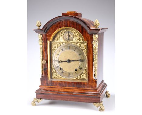 WINTERHALDER &amp; HOFFMEIER
A SIMULATED ROSEWOOD BRACKET CLOCK, LATE 19TH CENTURY,&nbsp;of arched form, the gilt brass dial 