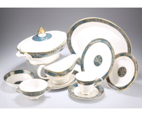 ROYAL DOULTON CARLYLE DINNER SERVICE FOR SIX PERSONS, including dinner plates, side plates, soup bowls and saucers, a sandwic