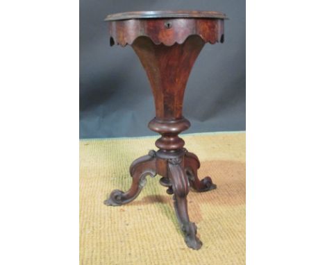 A Victorian tripod occasional table, together with a trumpet shaped work table  