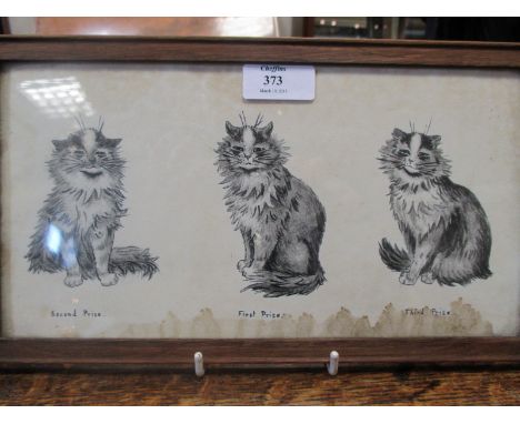 After Louis Wain, Three cats, pen and ink wash, 13.5 x 17cm  