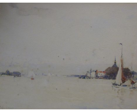 Moffat Peter Lindner (British, 1852-1949) - "A Light Day" - View of Sailboats, watercolour, signed lower left "Moffat Lindner