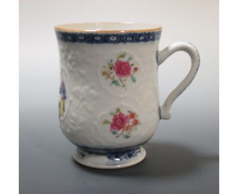 A Chinese design porcelain baluster mug with enamel decoration  