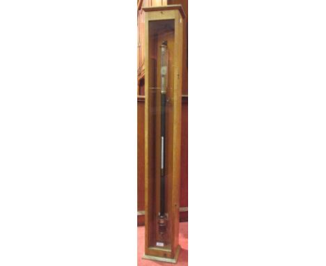 A scientific barometer by Philip Harris & Co Birmingham, no.1996, 20th century, the part black finish tube with silvered dial