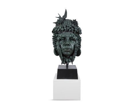 Rory Breslin (b.1963)The May MaskBronze, 75cm x 41.5cm (25½ x 16¼)Edition 1/3The youthful female face is fine and determined.