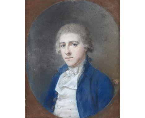 Hugh Douglas Hamilton RHA (1734-1808)Portrait of a Young Man Wearing a Blue Coat and White CravatPastel, 27 x 21.5cm (10½ x 8