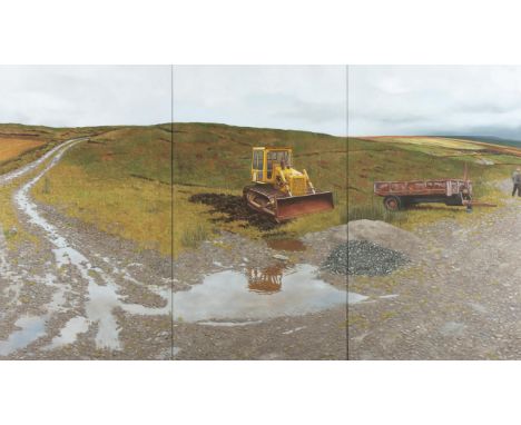 Martin Gale RHA (b.1949)Hardlands (2001)Triptych, oil on canvas, 183.5 x 106.5cm (72¼ x 42'')Signed; also signed and dated ve