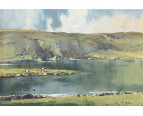 George K. Gillespie RUA (1924-1996)Sesslagh Lake, Port-na-Blagh, DonegalOil on canvas, 35 x 51cm (13¾ x 20'')Signed; inscribe