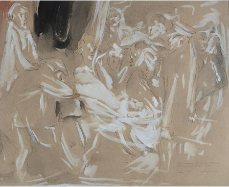 Louis le Brocquy HRHA (1916-2012)A Man is Run Over in Merrion RowWatercolour and pencil, 36 x 44cm (14¼ x 17¼'')Signed, inscr