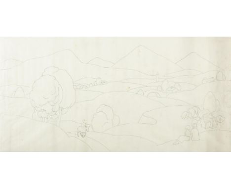 John Luke RUA (1906-1975)Landscape Composition (1933)Pencil on tracing paper, 37 x 72cm (14½ x 28")In 1933 John and Roberta H