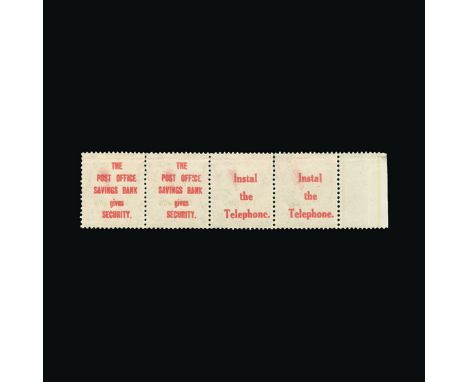 Great Britain - KGV Great Britain - KGV : (SG (357s)) 1912 1d scarlet, marginal horizontal strip of 4, each ovptd. SPECIMEN T