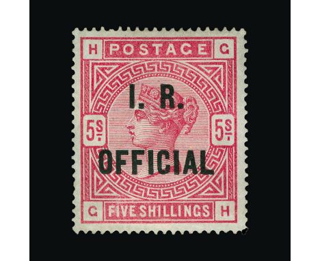 Great Britain - Officials Great Britain - Officials : (SG O9) 1884-88 INLAND REVENUE  5s rose, GH, light creasing at bottom, 
