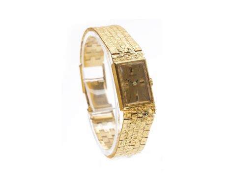 LADY'S 1960S BULOVA GOLD MANUAL WIND WRIST WATCH signed 17 jewel Bulova movement, the rectangular dial with four applied bato