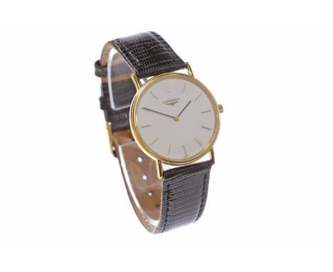 LADYâ€™S LONGINES STAINLESS STEEL QUARTZ WRIST WATCH the round white dial with applied gold coloured baton hour markers, the 