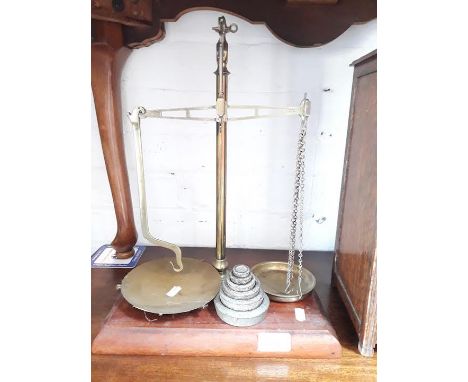 Vintage Avery brass scales of justice with weights 