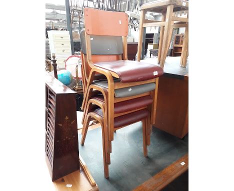 Four vintage school stacking chairs 
