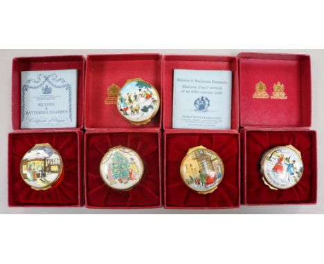 Five Halcyon Days enamel Christmas boxes, 1975 - 1979 4 boxed.