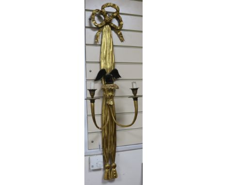 A 19th century giltwood twin branch light