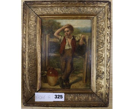 William Helmsleyoil on boardBoy leaning against a farm gate7.5 x 5.5in.