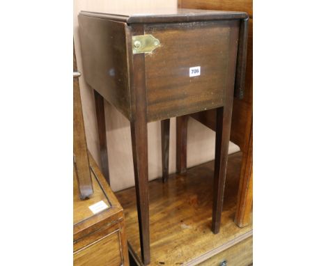 A George III mahogany drop leaf commode W.33cm