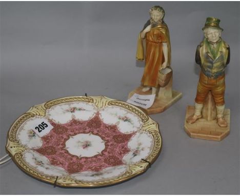 Two Royal Worcester Dickens figures, Little Nell and Bill Sykes together with a Royal Worcester dish (3) 16-21.5cm