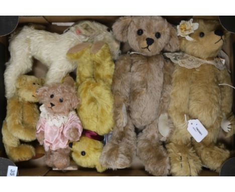 Five British Artist's Teddy Bears and a Chad Valley Terrier, the bears to include three Somethings Bruin, a Compton Bear (all