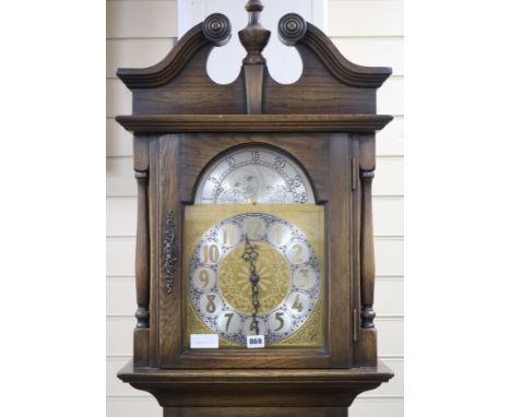 A modern oak-cased longcase clock, H.210cm