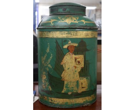 A Toleware tea caddy 43cm