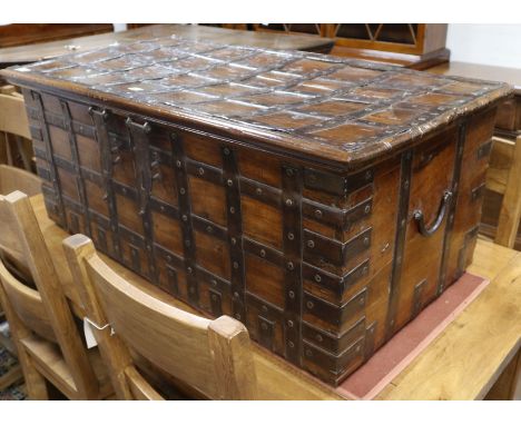 An Indian iron bound trunk W.114cm