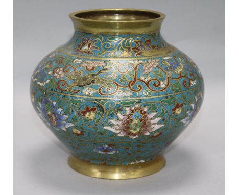 A Japanese champleve enamel vase 18.5cm.