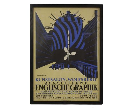 Edward Wadsworth ARA (1889-1949) 'Ausstellung Englische Graphik'colour lithograph on linen, designed as a poster advertising 