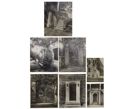 Berenice Abbott (American, 1898-1991), seven photographic prints, 20th century, of architectural studies of gates, entrances 