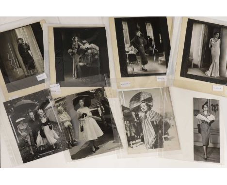 A collection of fashion press photographs c.1950s, comprising thirteen silver gelatin print photographs depicting various 195