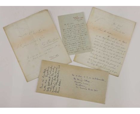 John Ruskin (1819-1900), two letters relating to pupils of the High School, Cork:the first addressed to John Ruskin, 1st Dece