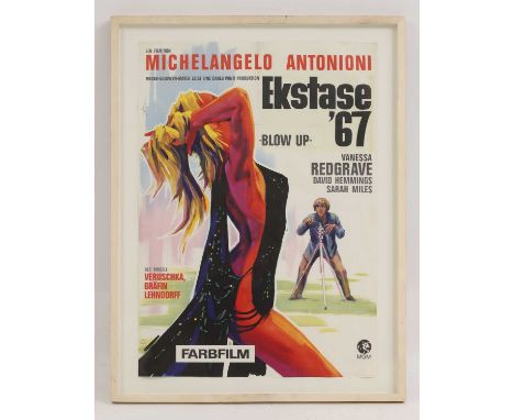 Blow Up, 1967, a German film poster by Michelangelo Antonioni, for the movie starring Vanessa Redgrave, David Hemmings and Sa
