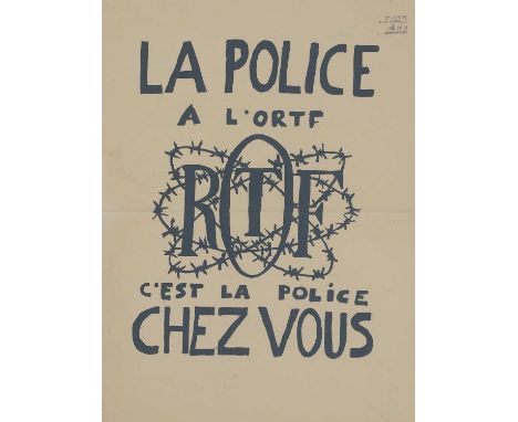 A 1968 Paris student riots poster,  a screenprint poster, printed at the École des Beaux-Arts during the May 1968 Paris stude