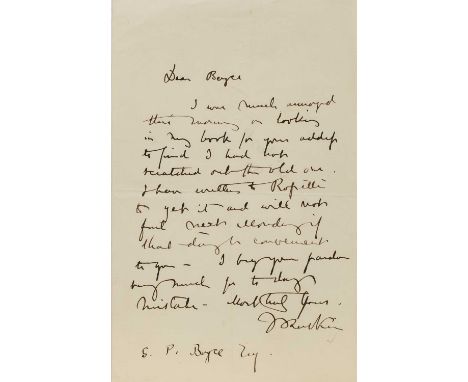 John Ruskin (1819-1900), a collection of twelve signed letters, comprising1) a letter addressed to 'Boyce', stating he had 'w