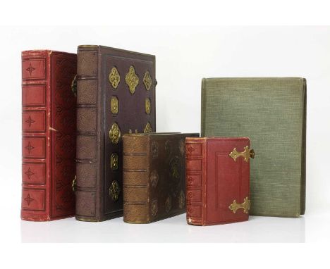 A collection of four carte-de-visite albums, 19th century, French, four albums, leather and brass-bound with twin clasps, inc